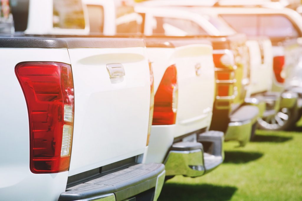 trucks in row from behind