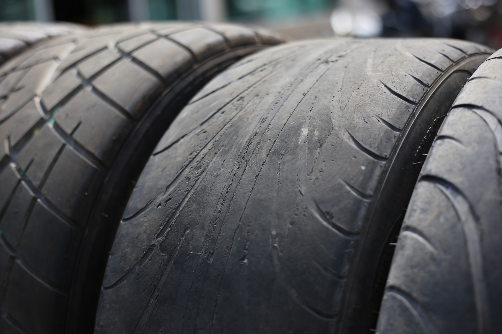 Worn Out Tires With Tire Tread Wear